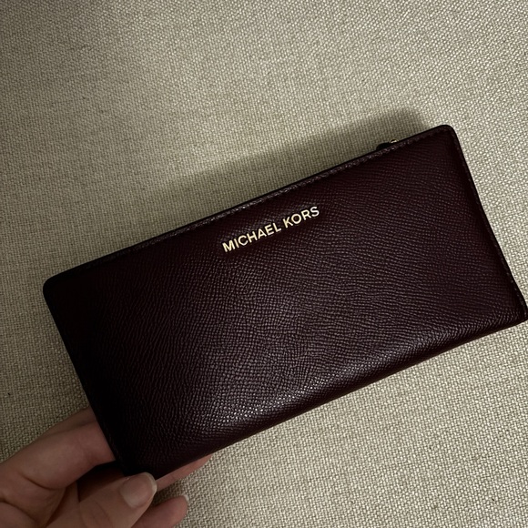 Michael Kors Handbags - Michael Kors Dark Red Leather Wallet